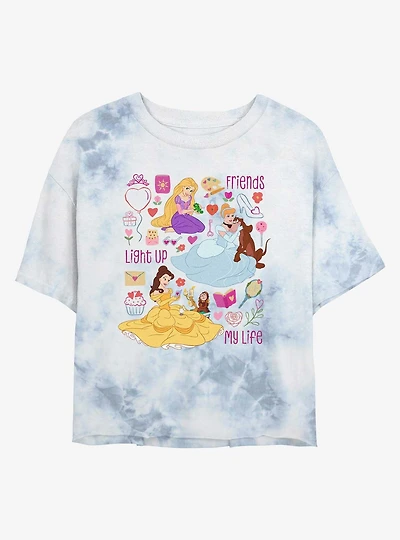 Disney Princess Friends Light Up My Life Tie Dye Crop Womens T-Shirt