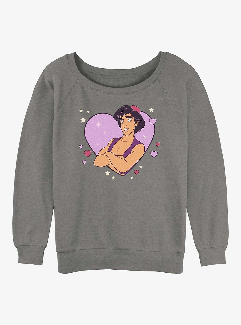 Disney Princess Aladdin Heart Womens Slouchy Sweatshirt