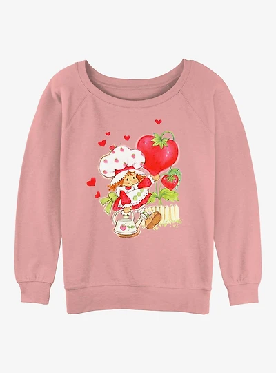 Strawberry Shortcake Heart Balloon Walk Womens Slouchy Sweatshirt