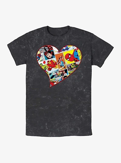 Marvel Avengers Comic Heart Mineral Wash T-Shirt