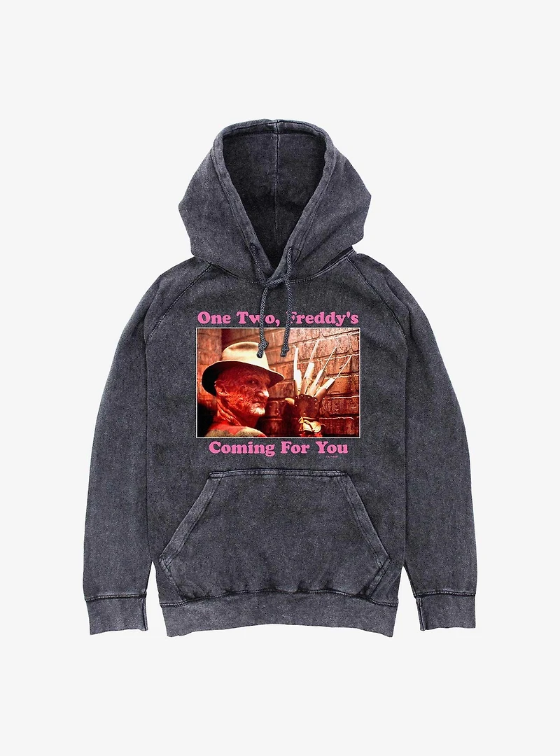 Nightmare On Elmstreet One To Freddys Coming For You Mineral Wash Hoodie