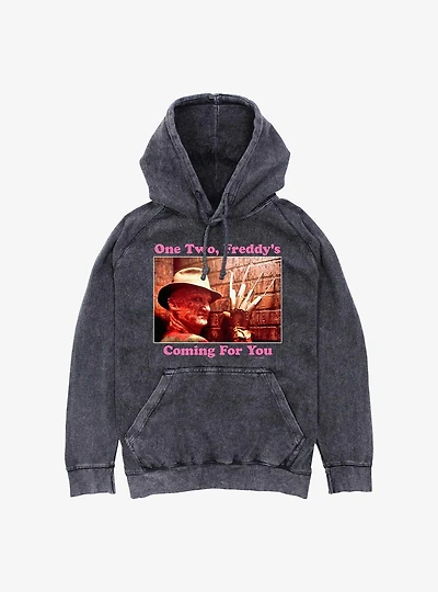 Nightmare On Elmstreet One To Freddys Coming For You Mineral Wash Hoodie