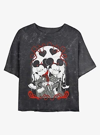 Disney Mickey Mouse and Minnie Devilish Plans Mineral Wash Womens Crop T-Shirt