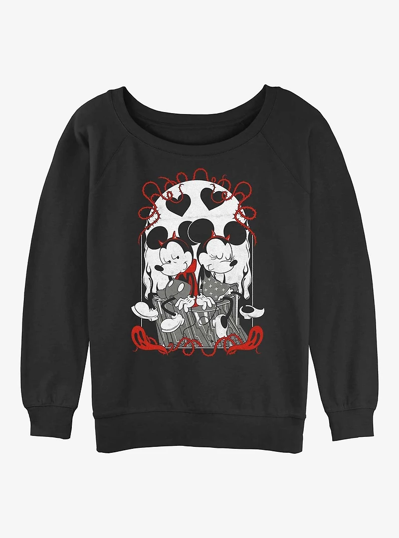 Disney Mickey Mouse and Minnie Devilish Plans Womens Slouchy Sweatshirt