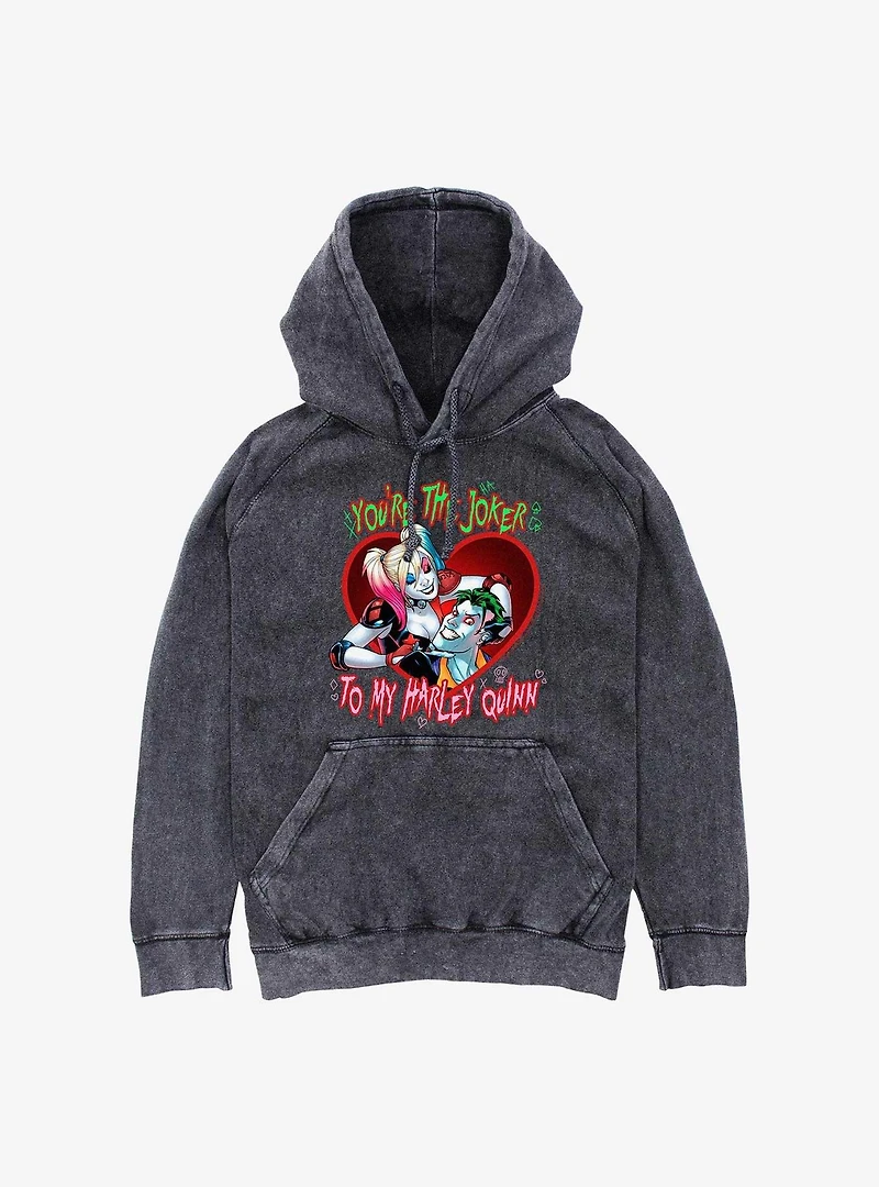 DC Comics Batman Youre The Joker To My Harley Quinn Mineral Wash Hoodie
