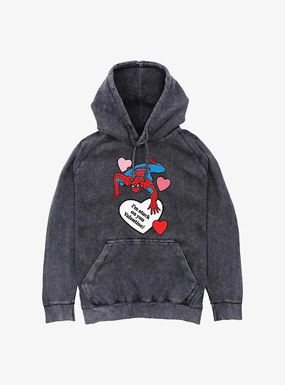 Marvel Spiderman Im Stuck On You Valentine Mineral Wash Hoodie