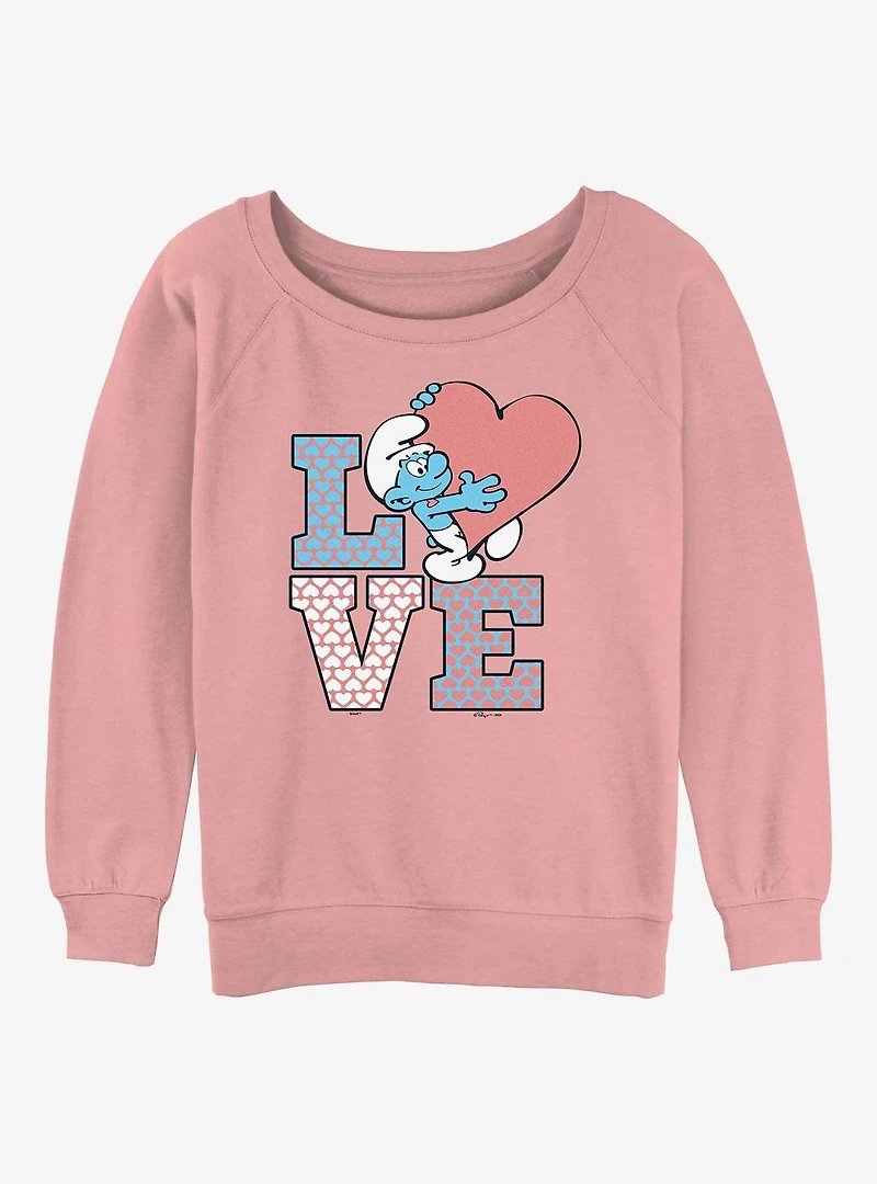 The Smurfs Love Stack Womens Slouchy Sweatshirt