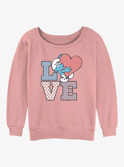 The Smurfs Love Stack Womens Slouchy Sweatshirt