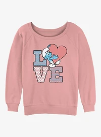 The Smurfs Love Stack Womens Slouchy Sweatshirt