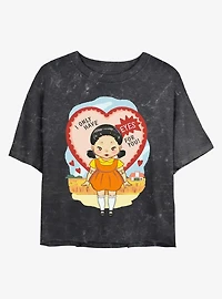 Squid Game I Only Have Eyes For You Mineral Wash Womens Crop T-Shirt