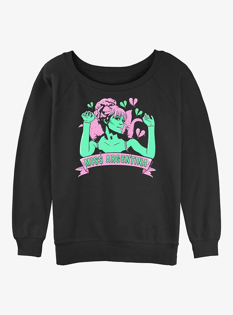 Beetlejuice Miss Argentina Hearts Womens Slouchy Sweatshirt