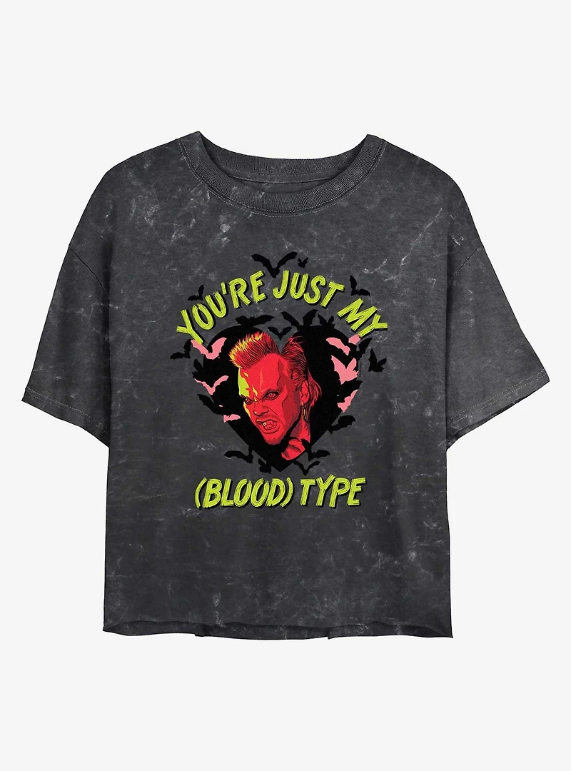 The Lost Boys Youre Just My Blood Type Mineral Wash Womens Crop T-Shirt
