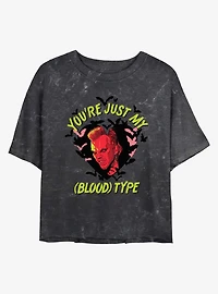 The Lost Boys Youre Just My Blood Type Mineral Wash Womens Crop T-Shirt
