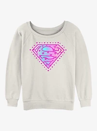 Supergirl Hearts Logo Womens Slouchy Sweatshirt