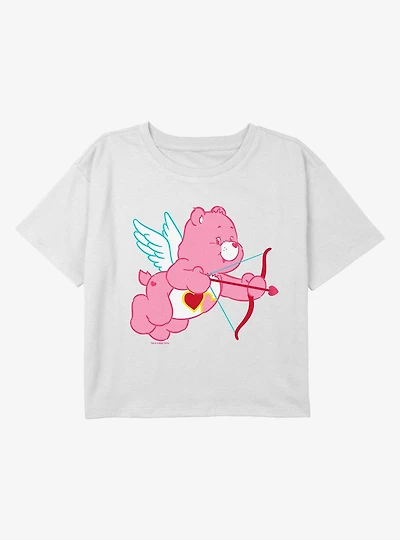 Care Bears Love A Lot Bear Cupid Youth Girls Boxy Crop T-Shirt