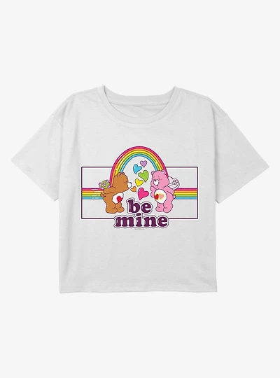 Care Bears Be Mine Kisses Youth Girls Boxy Crop T-Shirt