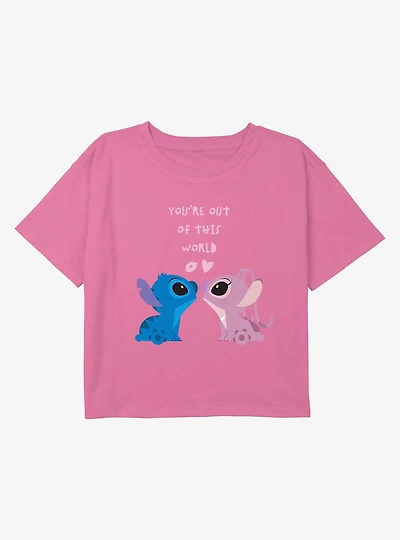 Disney Lilo & Stitch Youre Out Of This World Youth Girls Boxy Crop T-Shirt