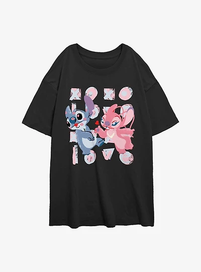 Disney Lilo & Stitch XOXO Love Womens Oversized T-Shirt