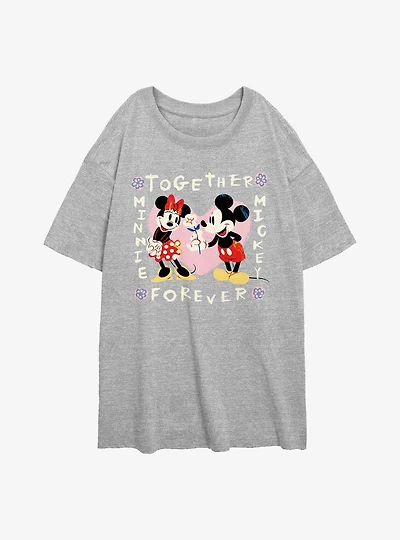 Disney Mickey Mouse and Minnie Together Forever Womens Oversized T-Shirt