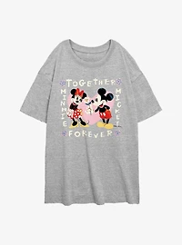 Disney Mickey Mouse and Minnie Together Forever Womens Oversized T-Shirt