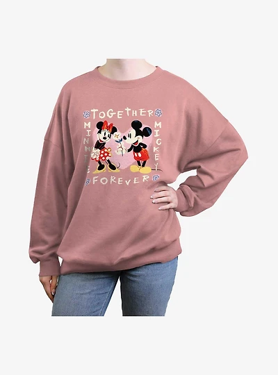 Disney Mickey Mouse and Minnie Together Forever Womens Oversized Sweatshirt