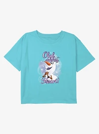 Disney Frozen Olaf Stole My Heart Youth Girls Boxy Crop T-Shirt