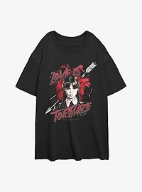 Wednesday Love Is Torture Womens Oversized T-Shirt