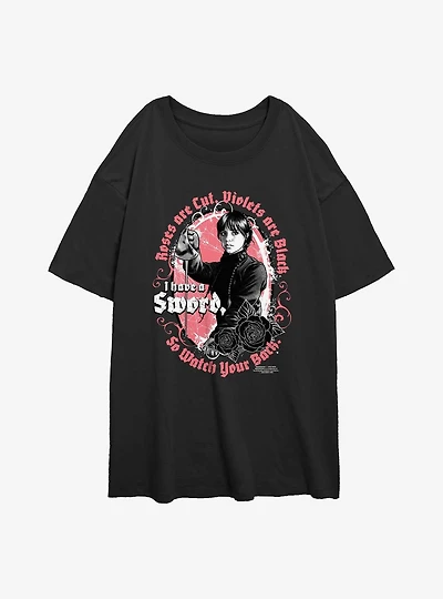 Wednesday Deadly Poem Womens Oversized T-Shirt