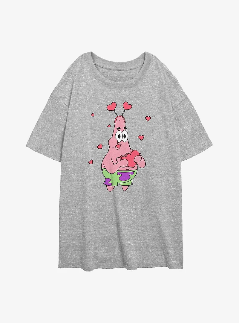 SpongeBob SquarePants Patrick Hearts Womens Oversized T-Shirt