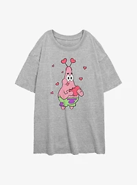 SpongeBob SquarePants Patrick Hearts Womens Oversized T-Shirt