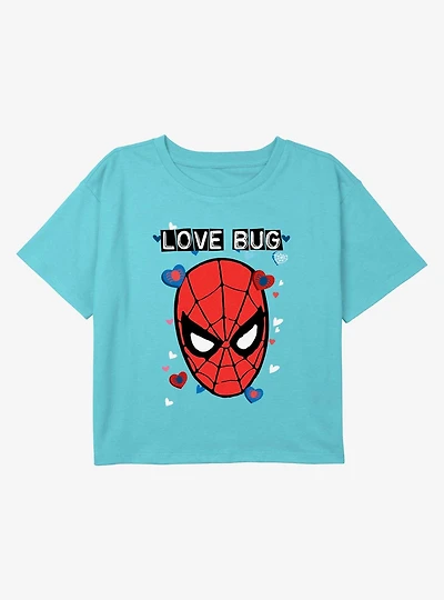 Marvel Spider Man Love Bug Youth Girls Boxy Crop T-Shirt