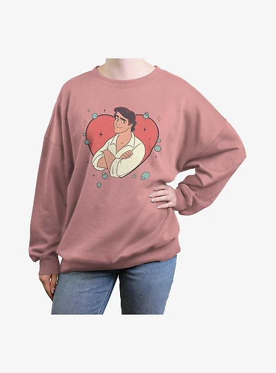 Disney Princess Prince Eric Heart Womens Oversized Sweatshirt