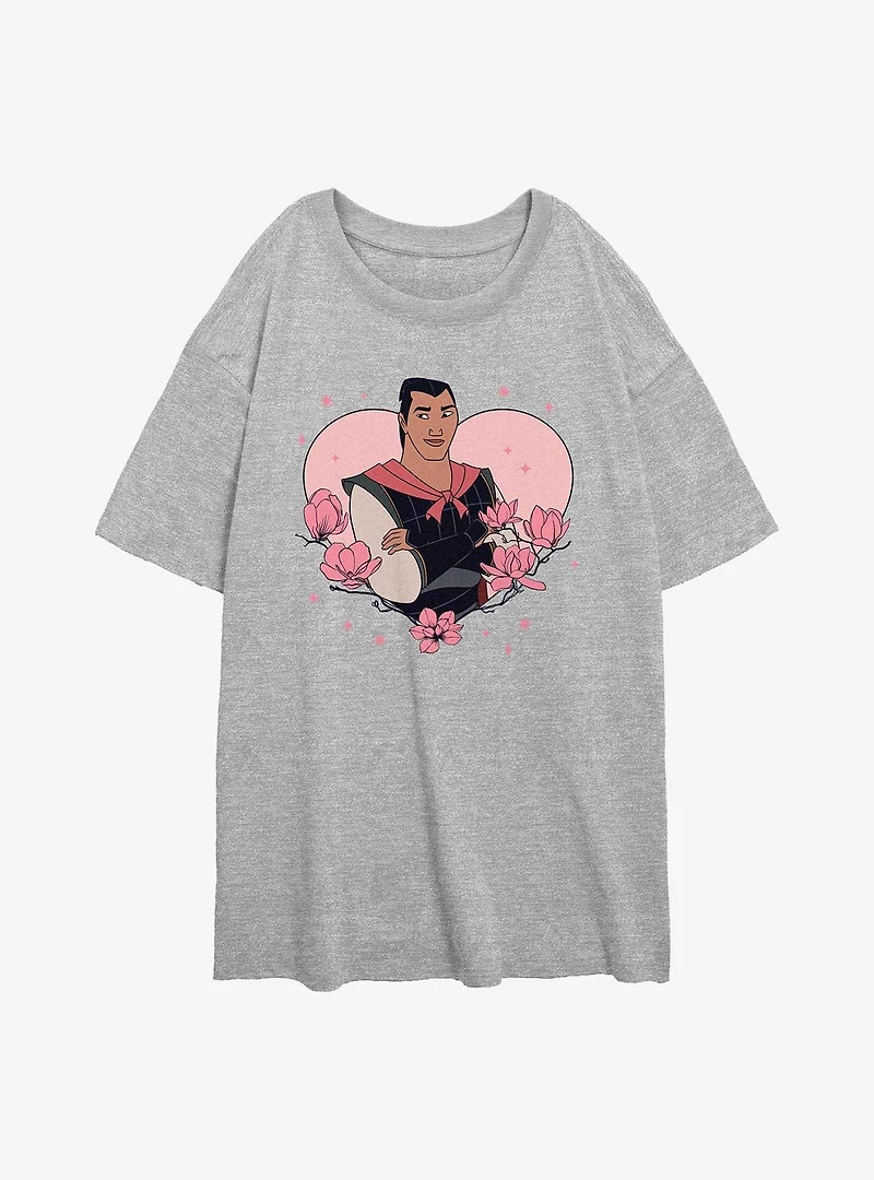 Disney Princess Li Shang Heart Womens Oversized T-Shirt