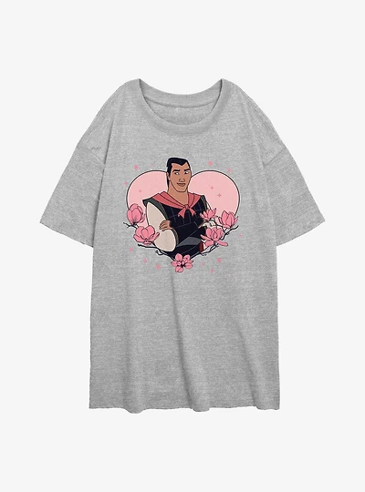 Disney Princess Li Shang Heart Womens Oversized T-Shirt