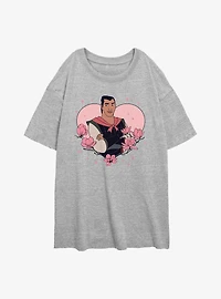 Disney Princess Li Shang Heart Womens Oversized T-Shirt
