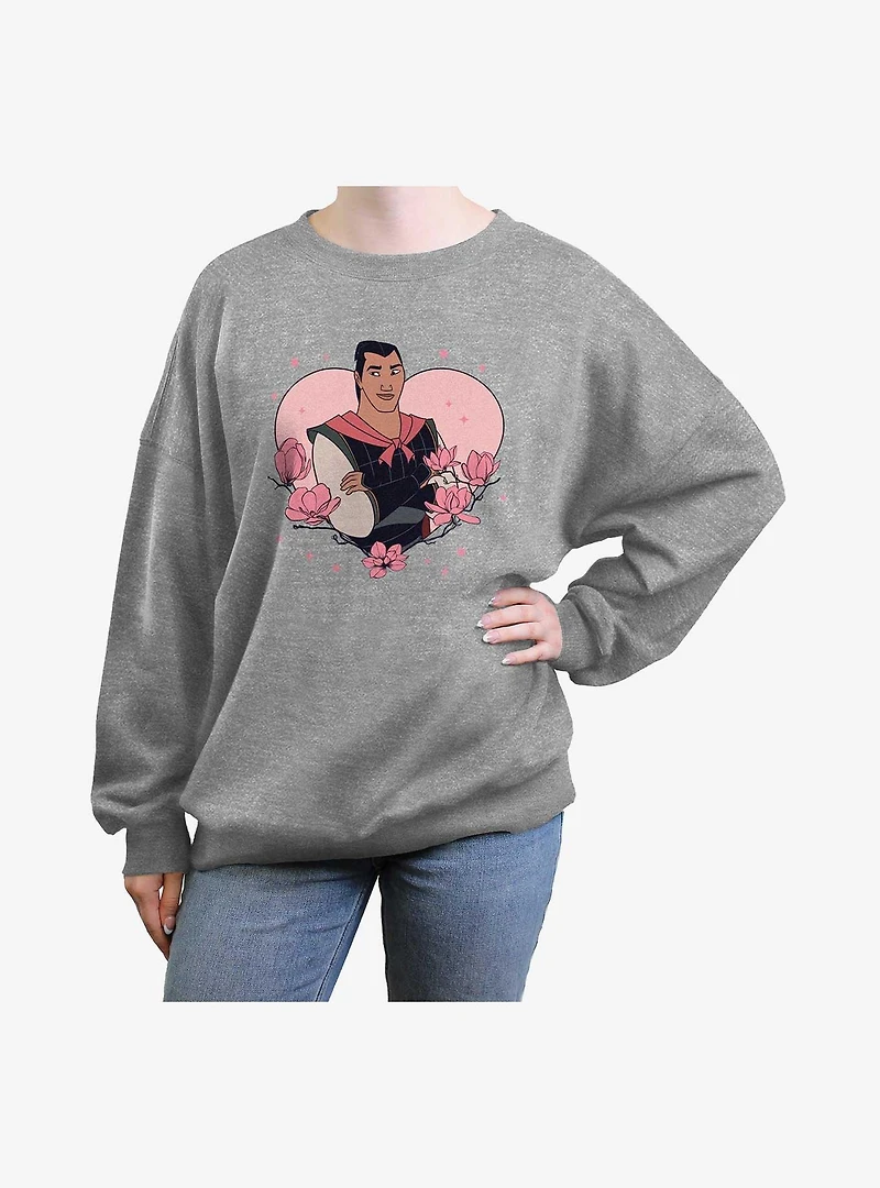 Disney Princess Li Shang Heart Womens Oversized Sweatshirt