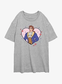 Disney Princess The Beast Prince Adam Heart Womens Oversized T-Shirt