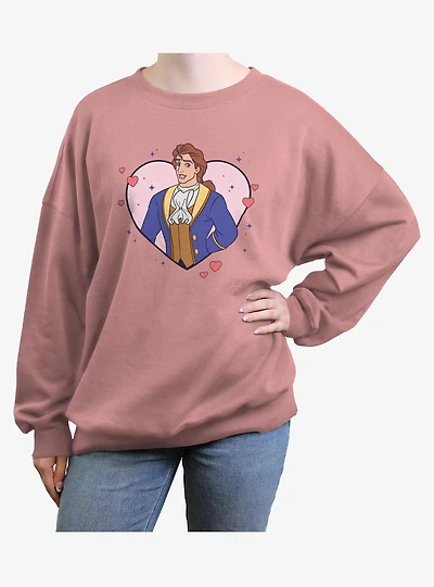 Disney Princess The Beast Prince Adam Heart Womens Oversized Sweatshirt