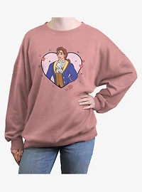 Disney Princess The Beast Prince Adam Heart Womens Oversized Sweatshirt