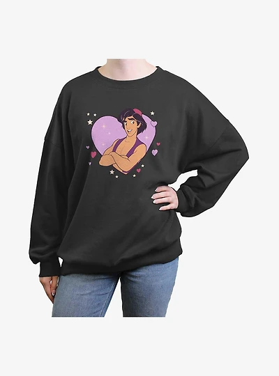 Disney Princess Aladdin Heart Womens Oversized Sweatshirt