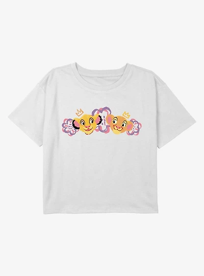 Disney The Lion King Cute Pair Youth Girls Boxy Crop T-Shirt