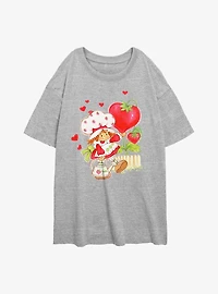 Strawberry Shortcake Heart Balloon Walk Womens Oversized T-Shirt