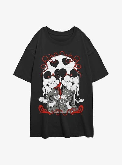 Disney Mickey Mouse and Minnie Devilish Plans Womens Oversized T-Shirt