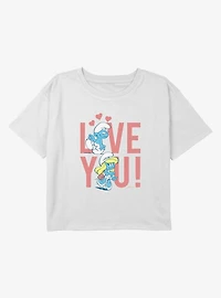 The Smurfs Love You Youth Girls Boxy Crop T-Shirt