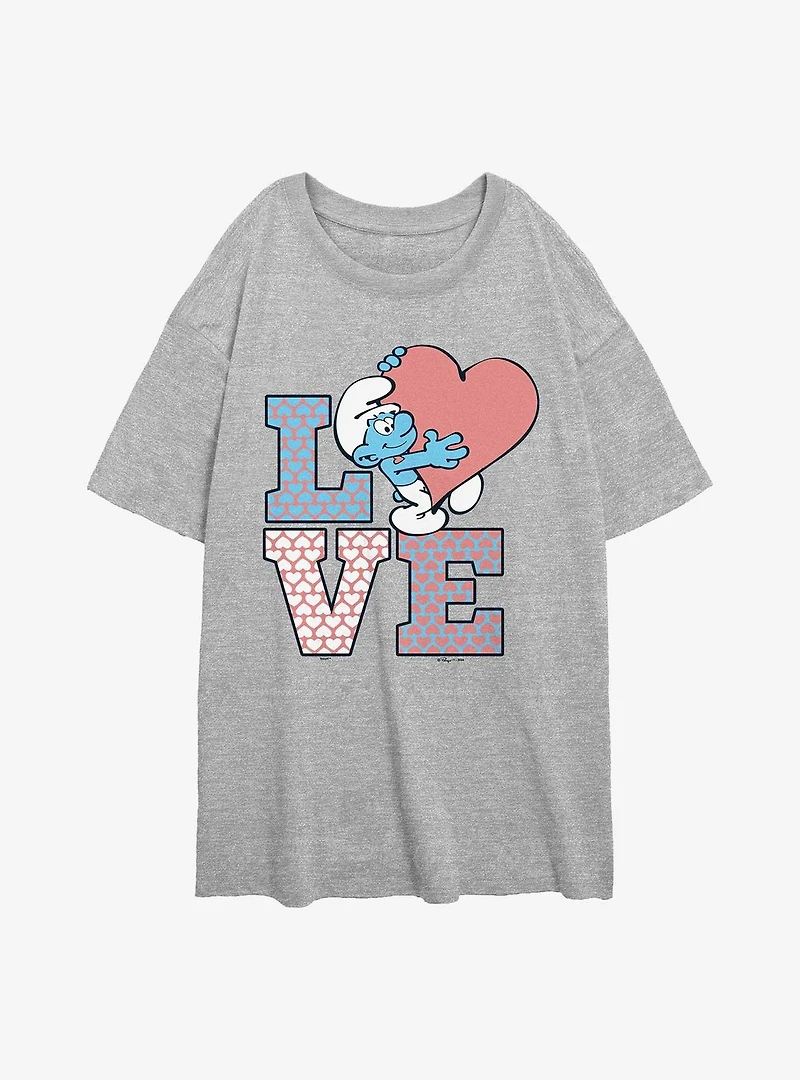 The Smurfs Love Stack Womens Oversized T-Shirt