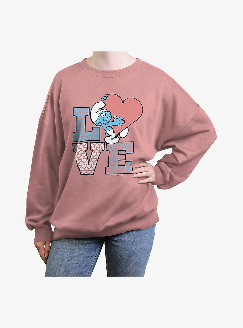 The Smurfs Love Stack Womens Oversized Sweatshirt
