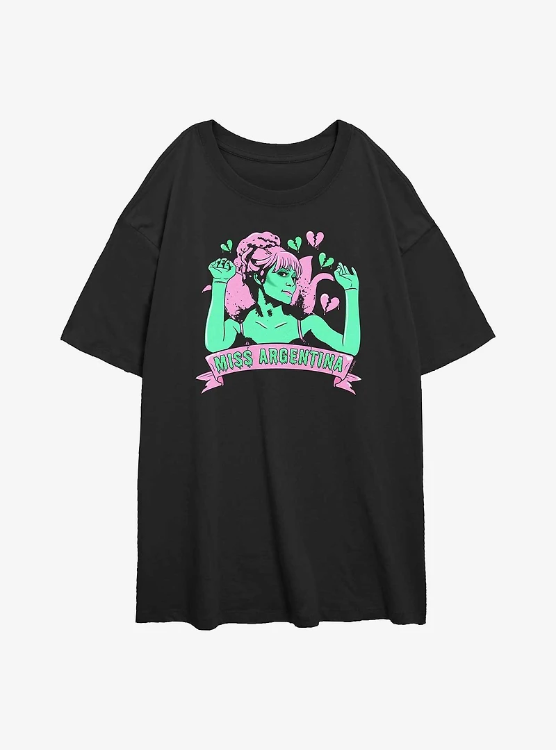 Beetlejuice Miss Argentina Hearts Womens Oversized T-Shirt