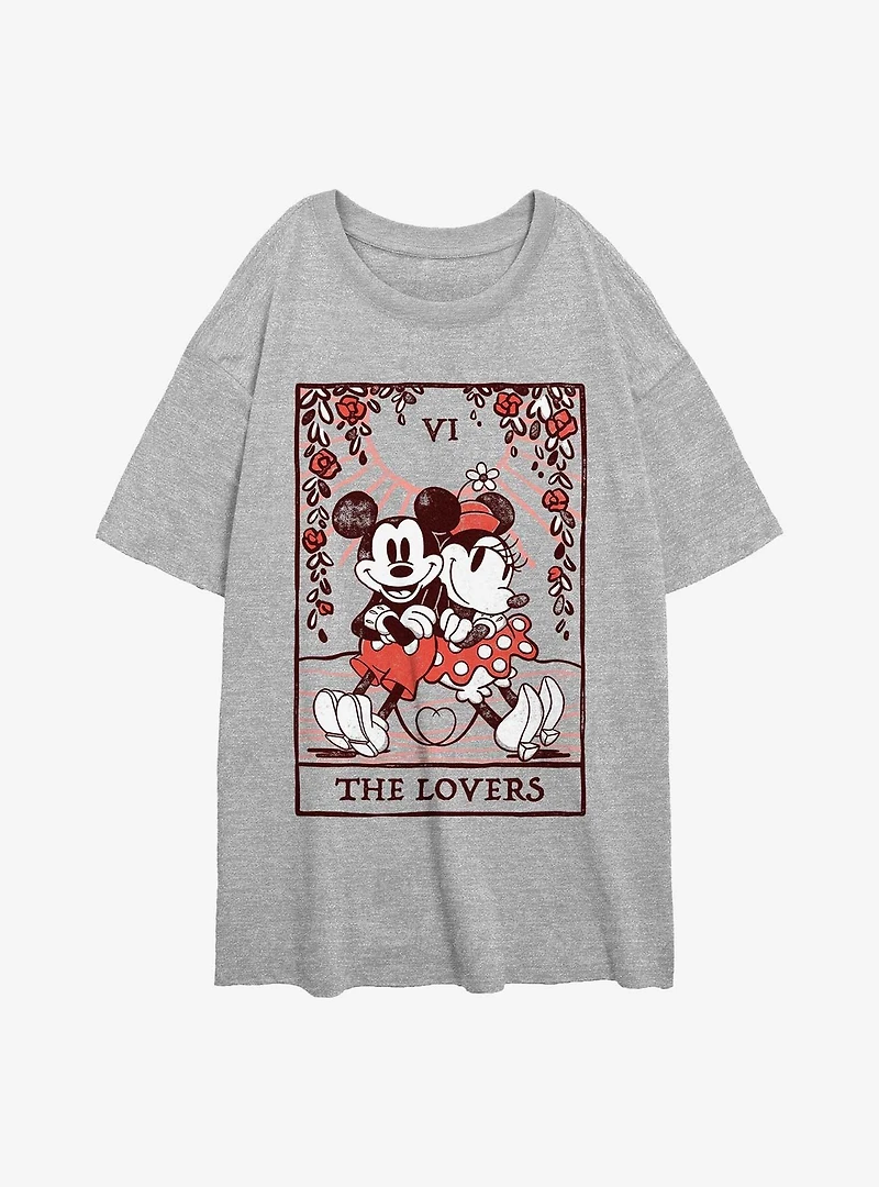 Disney Mickey Mouse and Minnie The Lovers Tarot Womens Oversized T-Shirt
