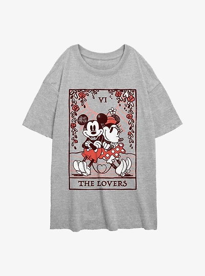 Disney Mickey Mouse and Minnie The Lovers Tarot Womens Oversized T-Shirt