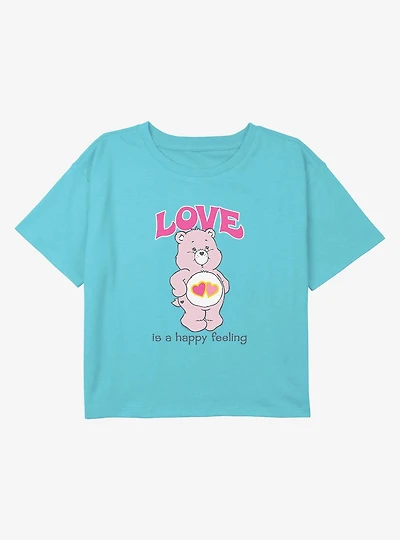 Care Bears Love Is A Happy Feeling Youth Girls Boxy Crop T-Shirt